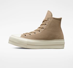 Converse Chuck Taylor All Star Lift Platform Suede Nomad Khaki/desert Sand/egret