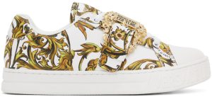 Versace Jeans Couture White Print Court Low-Top Sneakers (E72VA3SK9EZP092)