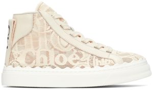 Chloé Off-White Lace Lauren High-Top Sneakers (CHC21S413D2)