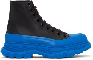 Alexander McQueen Black & Blue Tread Slick High Sneakers (627206WHZ62)