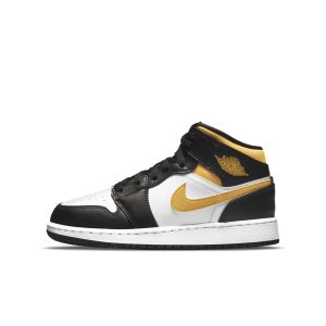 Jordan 1 Mid White Pollen Black (GS) (554725-177)