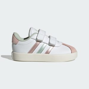 Adidas VL Court 3.0 Skateboardschoenen Kids Cloud White / Linen Green Met. / Sandy Pink Met. (IH4951)