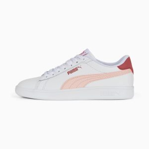 Puma Smash 3.0 Leather Youth Wit/Roze (392031-07)