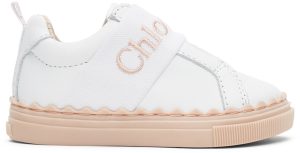 Chloé Baby White Leather Lauren Sneakers (C09030)