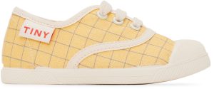TINYCOTTONS Baby Yellow & Blue Grid Sneakers (SS22-299)
