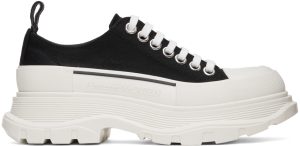 Alexander McQueen Black & White Tread Slick Sneakers (697072W4MV2)