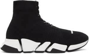 Balenciaga Black & White Speed 2.0 Lace-Up Sneakers (617258-W1702-1015)