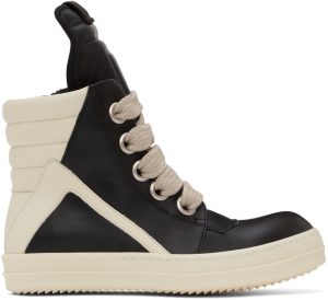 Rick Owens Black Jumbo Laces Geobasket Sneakers (RU02B2894 LPOW1)