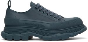 Alexander McQueen Blue Tread Slick Low Sneakers (627225WIBT14476)