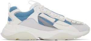 AMIRI White & Blue Nubuck Bone Runner Sneakers (SS22MFS001)