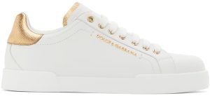 Dolce & Gabbana White & Gold Portofino Sneakers (CS1787 AN298)