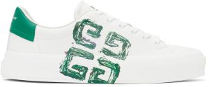 Givenchy White & Green City Sport 4G Sneakers (BH005VH16T)
