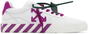 Off-White White & Purple Vulcanized Low-Top Sneakers (OWIA178S22FAB0010132)
