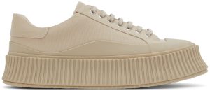Jil Sander White Canvas Platform Sneakers (JI32535B_15612)