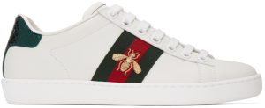 Gucci White Embroidered Bee Ace Sneakers (431942 02JP0)