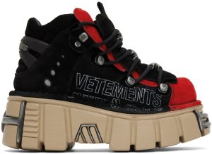 VETEMENTS Black & Red New Rock Edition Platform Sneakers (UA53SN200R)