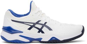 Asics White & Blue Court FF2 Sneakers (1042A076-103)