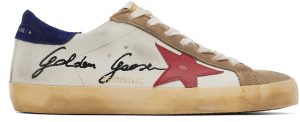 Golden Goose White & Brown Super-Star Classic Low-Top Sneakers (GMF00101.F003197.11174)