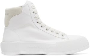 Alexander McQueen Black & White Deck Plimsoll High-Top Sneakers (666381W4MV7)