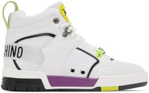 Moschino White Streetball High-Top Sneakers (MB15604G1F G41)