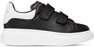 Alexander McQueen Kids Black & White Oversized Velcro Sneakers (687070WHX11)