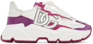 Dolce & Gabbana White & Pink Daymaster Low-Top Sneakers (CK1908 AQ161)