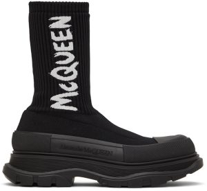 Alexander McQueen Beige Graffiti Knit Tread Slick Sneakers (705671W4TV1)