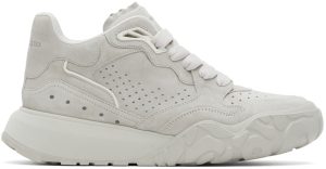Alexander McQueen Gray Court Trainer Mid-Top Sneakers (705121WHWJF)