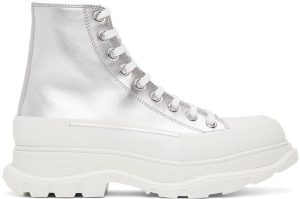 Alexander McQueen Silver Tread Slick High Sneakers (705659W4TX1)