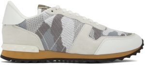 Valentino Garavani White & Gray Rockrunner Sneakers (1Y2S0723QRK)