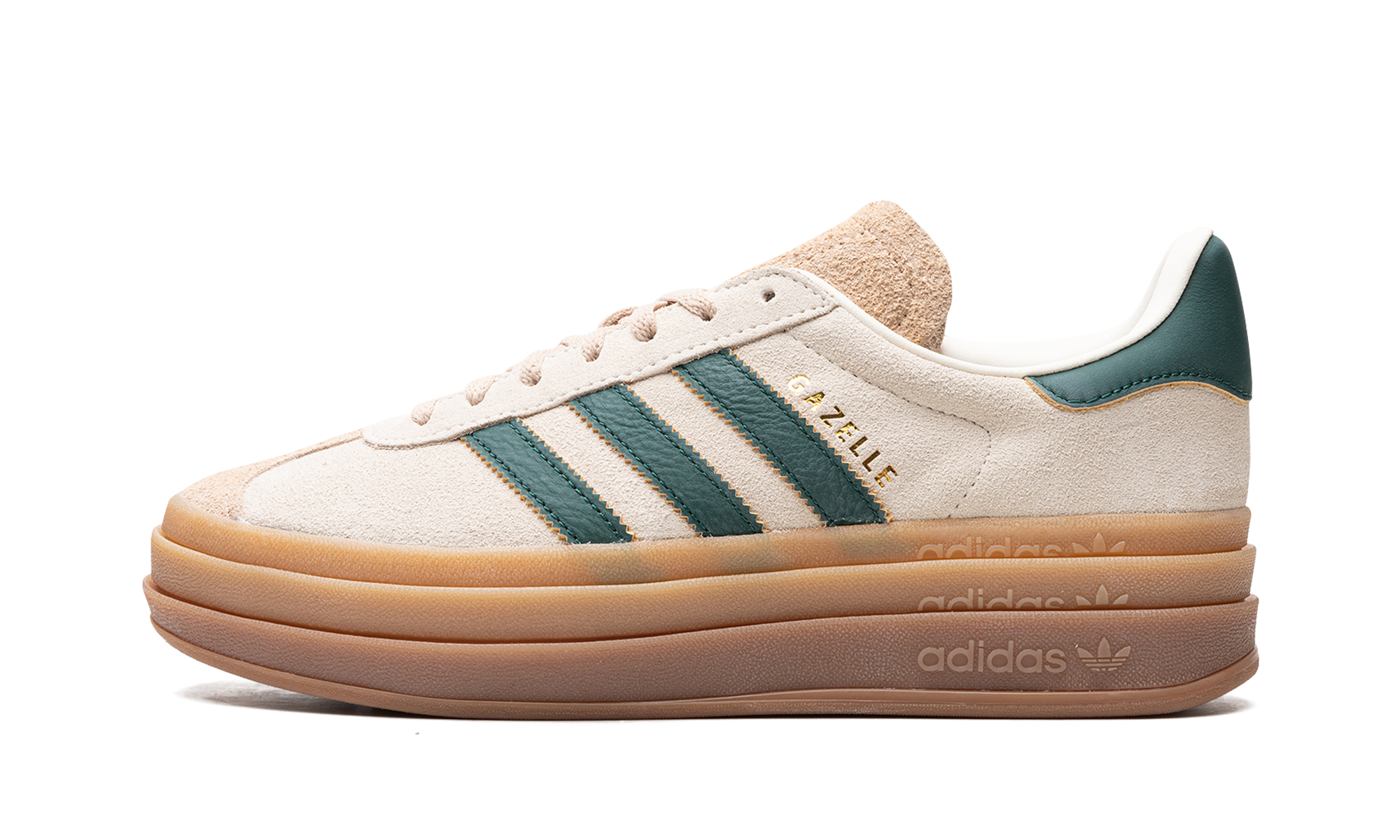 adidas Gazelle Bold “Cream White / Collegiate Green”: fris accent
