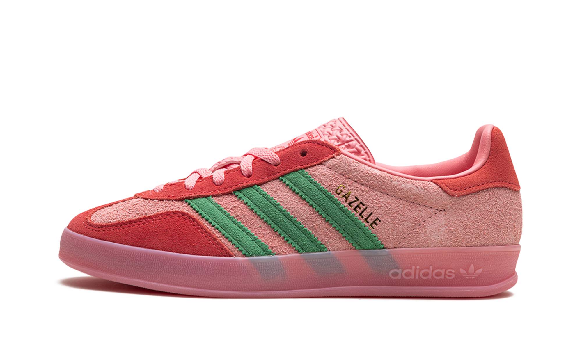 Adidas Gazelle Indoor “Pink Spark”: vrolijk kleurentrio in retrojas