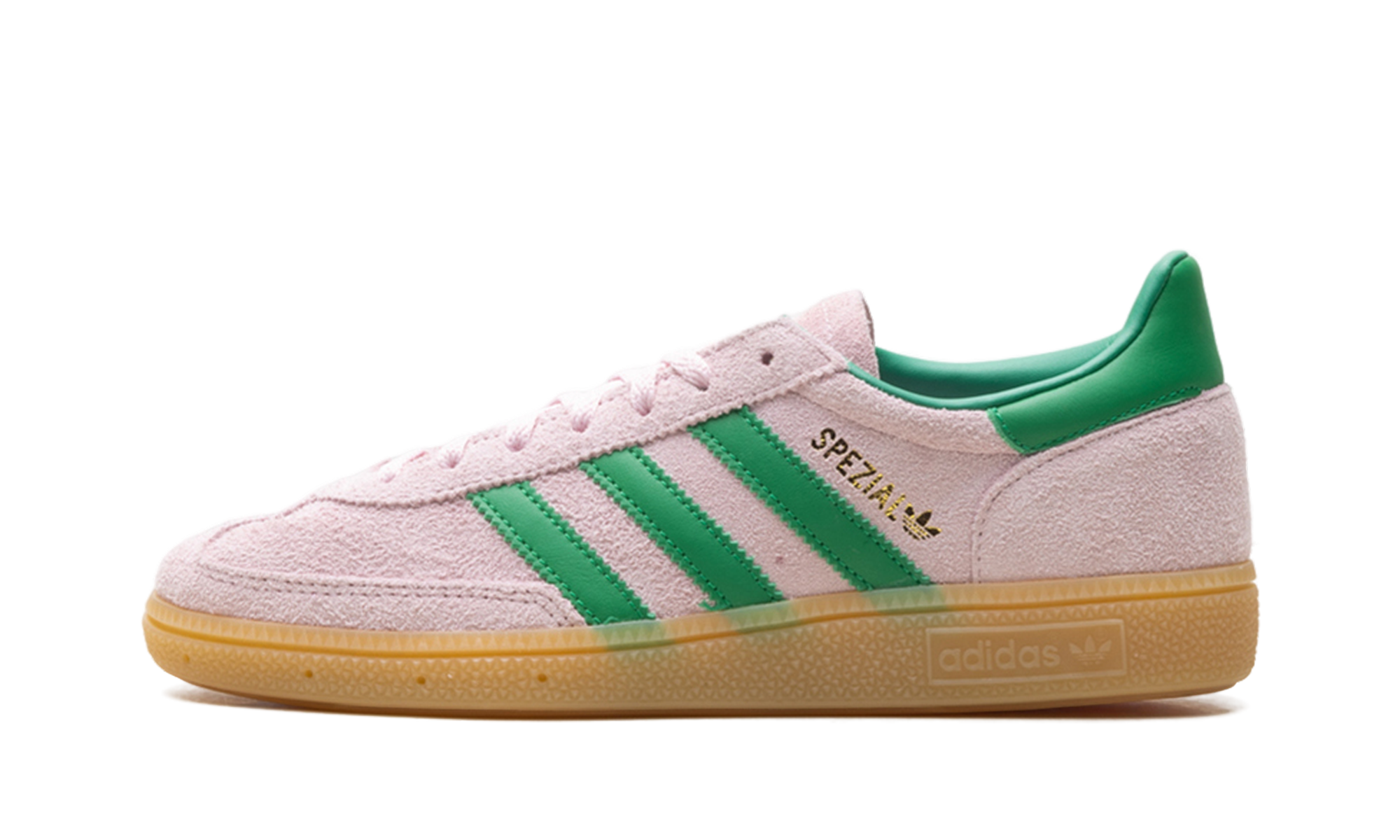 adidas Handball Spezial “Clear Pink”: zachtroze met groen en goud