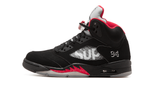 Supreme x Air Jordan 5 Retro ‘Black’ Black/Fire Red (824371-001)