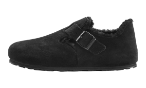 Birkenstock London Shearling Suede Leather “Shearling Black – Narrow Width” (1014961)