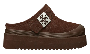 Tory Burch Mellow Shearling Platform Mule “DARK COCOA TMONO/SILVER” (178222-200)