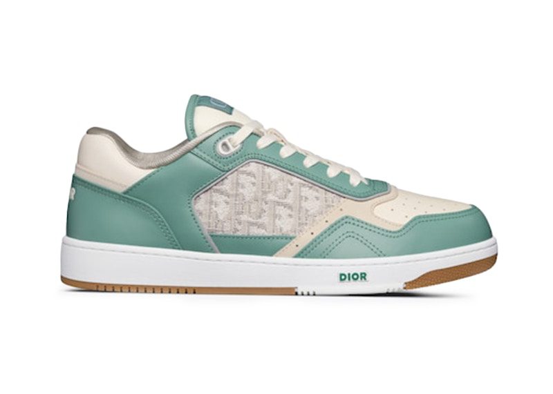 Dior B27 Low Turquoise and Cream Smooth Calfskin and Cream Dior Oblique Jacquard Canvas (3SN272ZIR_H066)