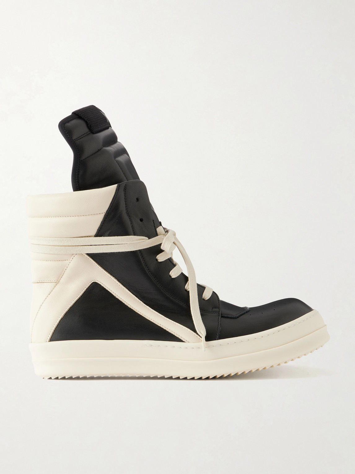 Rick Owens Geobasket Panelled Leather and Rubber Sneakers Black (RU02F4894)