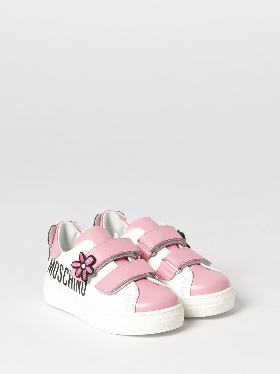 Moschino Leather Sneakers with Flower and Teddy Pink (8307001)