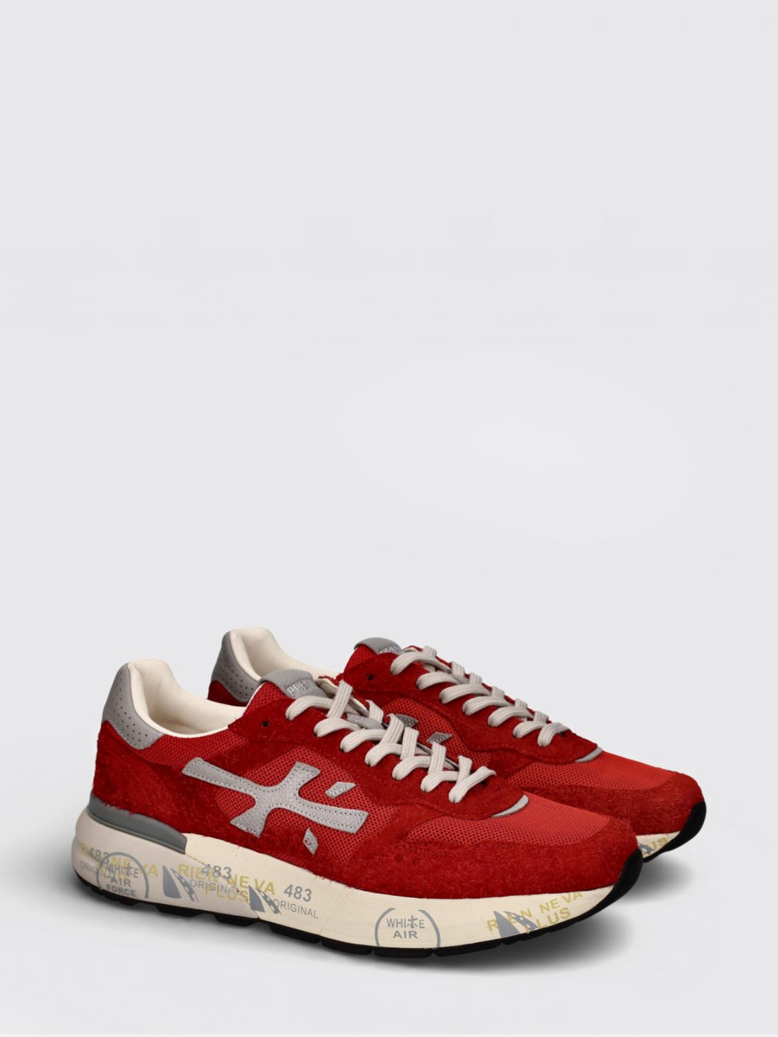 Premiata Mick Used Suede and Mesh Sneakers Red (MICK018270)