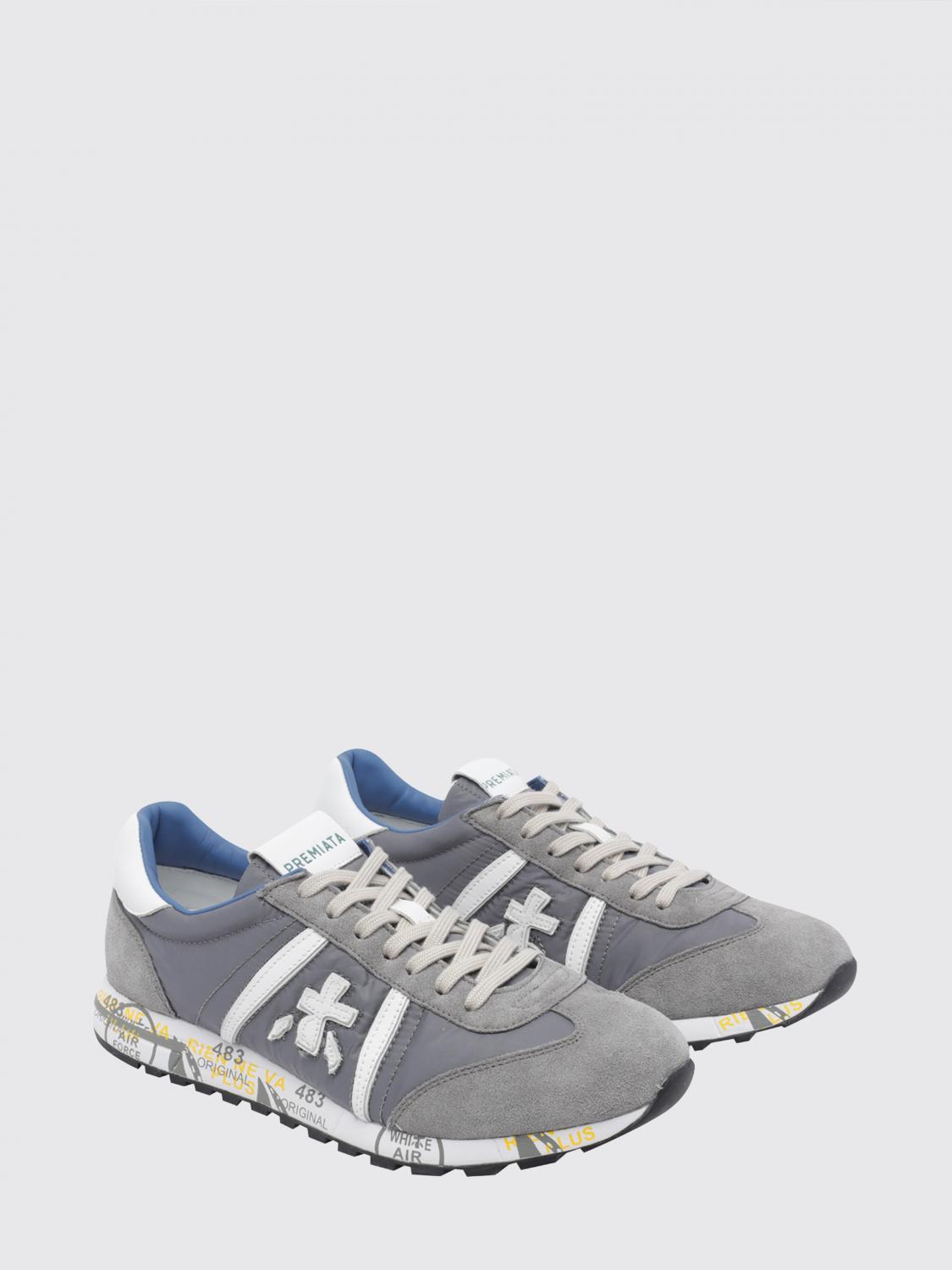 Premiata Lucy Suede And Perforated Fabric Sneakers Grey (LUCYD7526)
