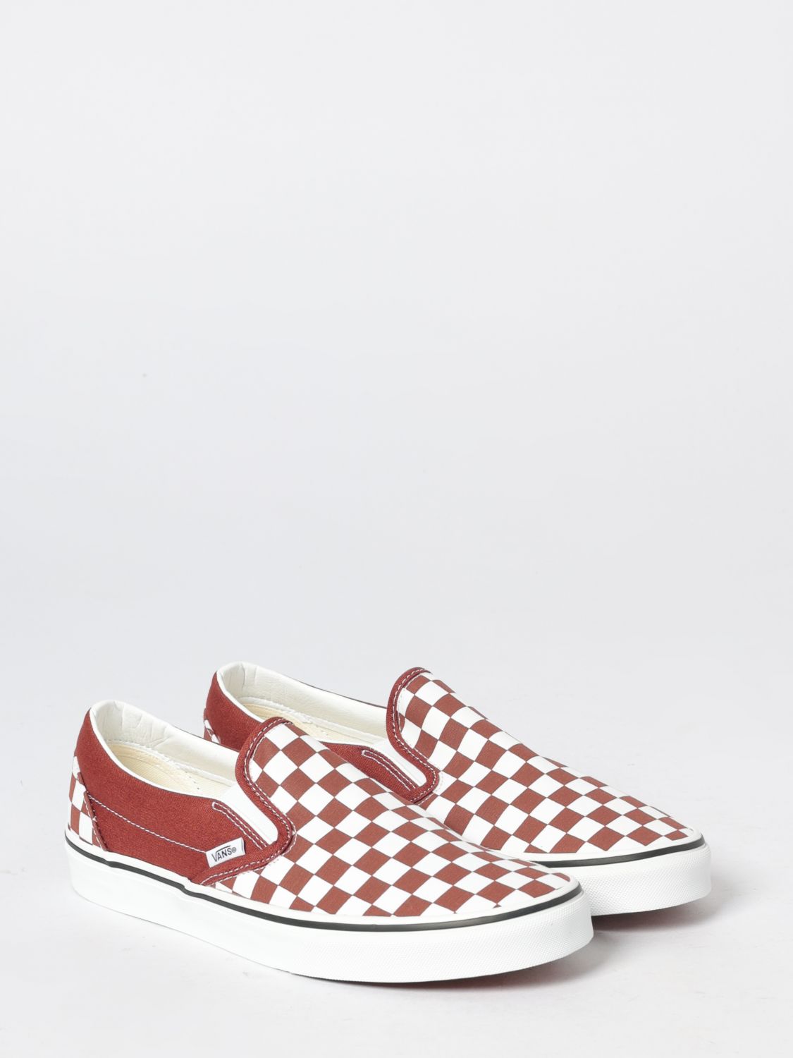 Vans Classic Slip-On Cotton Sneakers with Brown Checkered Print Brown (VN000DAHFSB1)