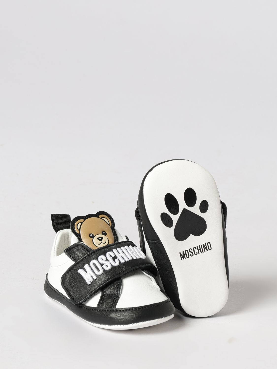 Moschino Leather Sneakers With Logo And Teddy Patch White (8290003)