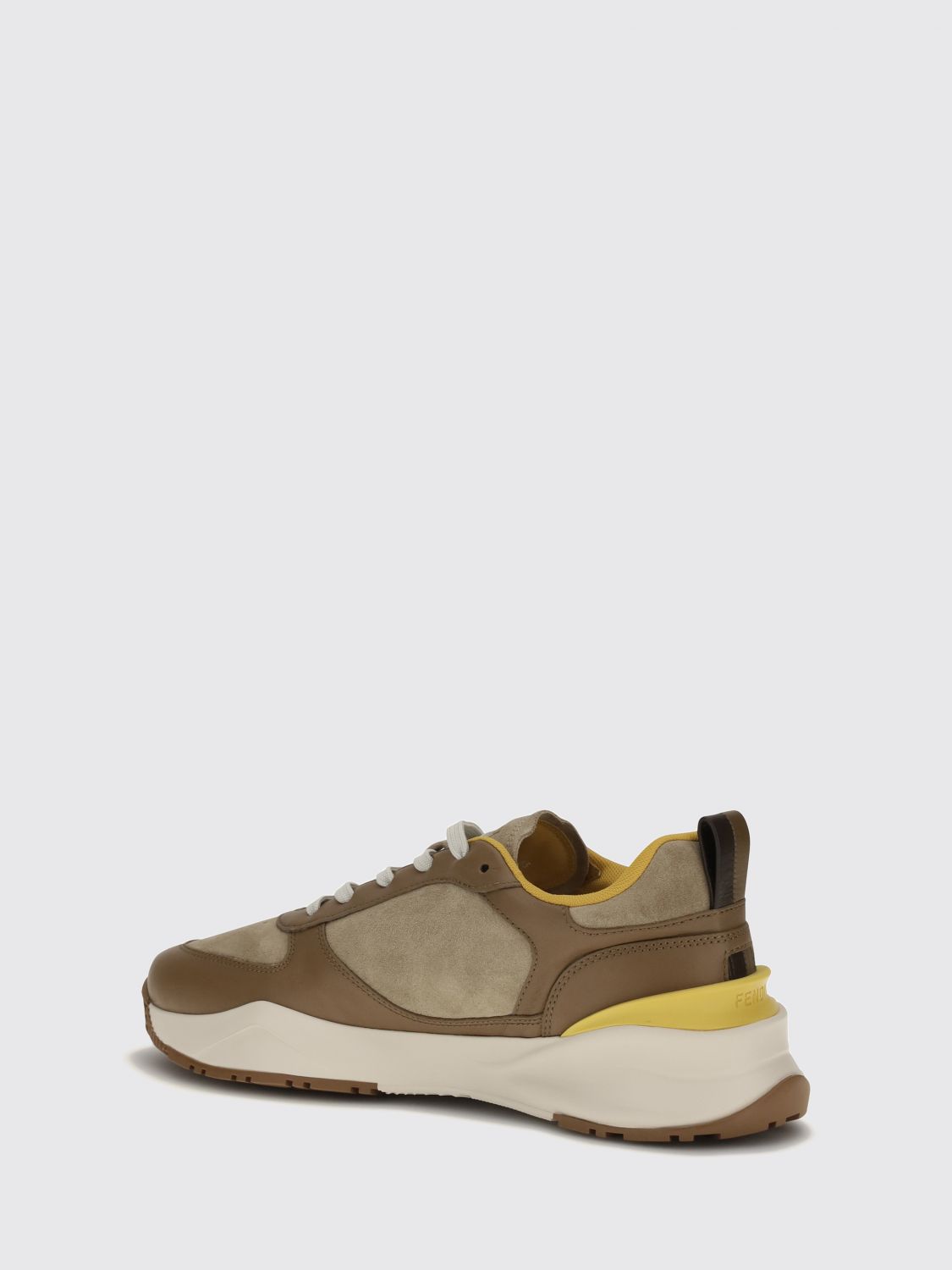 Fendi Flow Low-Top Sneakers in Suede and Smooth Calf Leather Brown (7E1925AY1WF1WPG)
