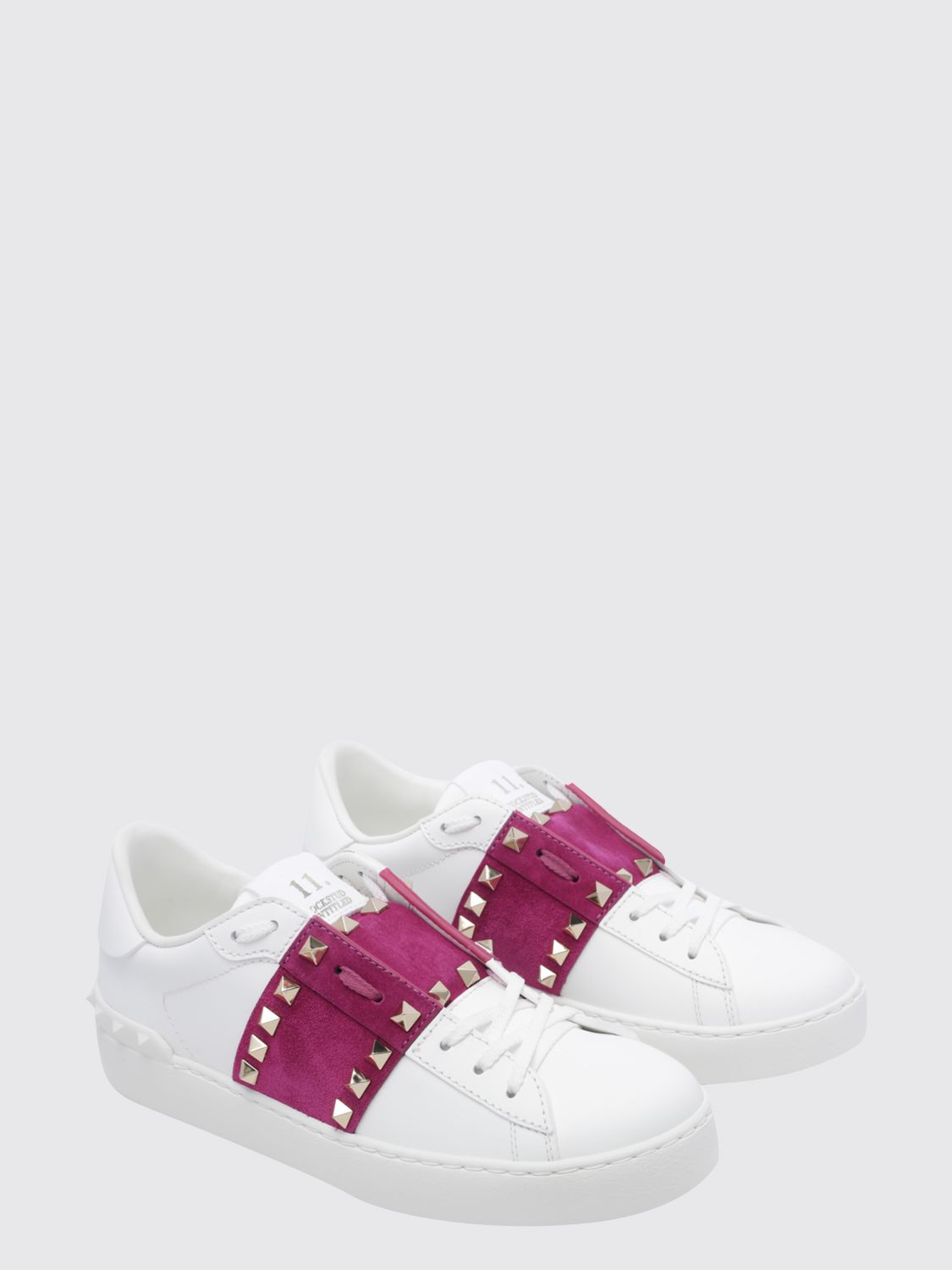 Valentino garavani Rockstud Untitled Leather and Suede Sneakers with Iconic Studs Fuchsia (S0A01ZBV3E2)