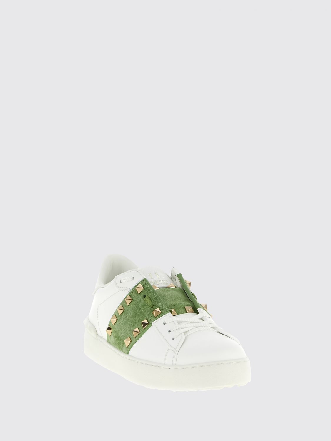 Valentino garavani Rockstud Untitled Leather and Suede Sneakers with Iconic Studs Green (S0A01ZBVDWM)