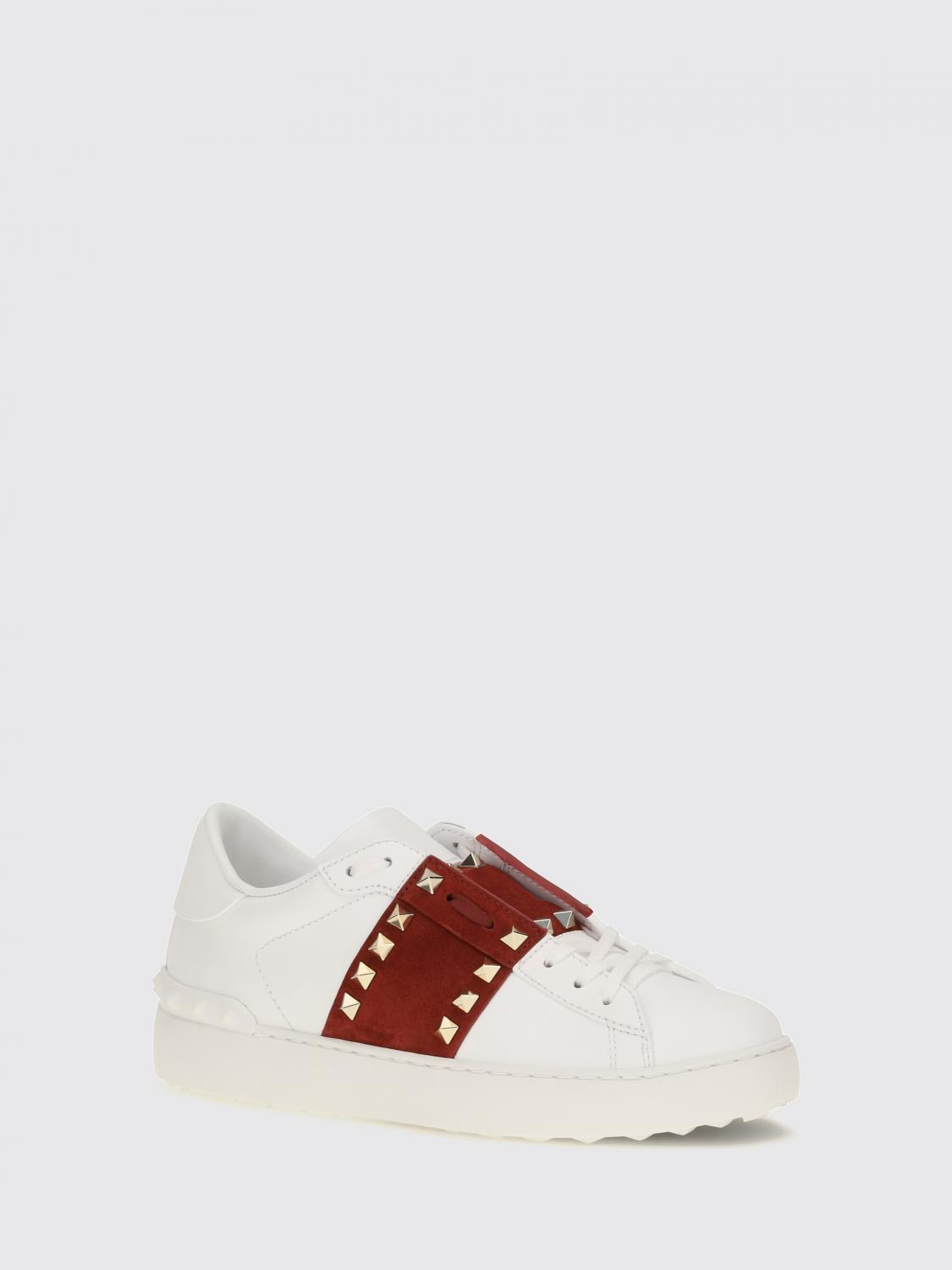 Valentino garavani Rockstud Untitled Leather and Suede Sneakers with Iconic Studs Red (S0A01ZBV3FB)