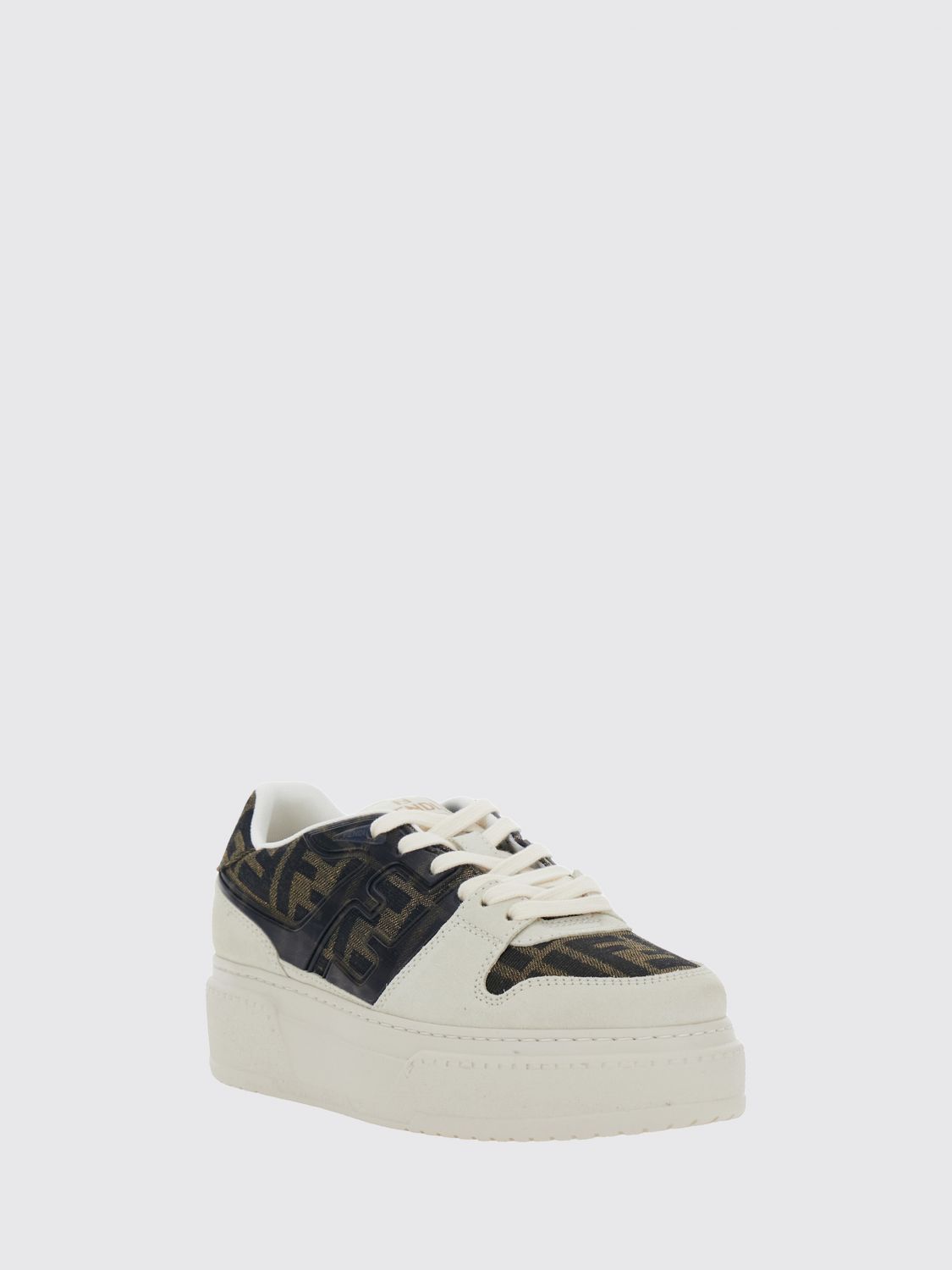 Fendi Match Platform Sneakers in FF Monogram Jacquard Fabric White (8E8572AQ6IF1PYW)