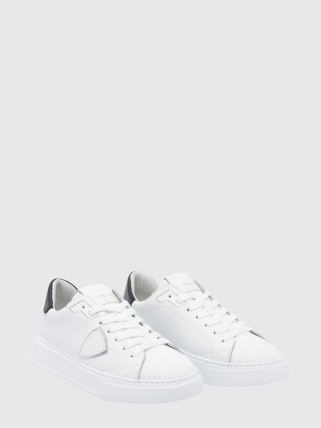 Philippe Model Temple Smooth Calfskin Low-Top Sneakers with Bicolor Design White 1 (BTLDV010)