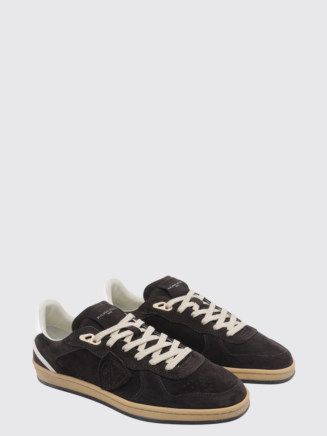 Philippe Model Pgal Suede Calfskin Low-Top Sneakers with Perforated Toe Brown (PGLUD004)